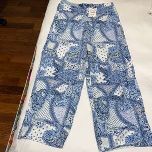 Zara Blue and White Paisley Pants